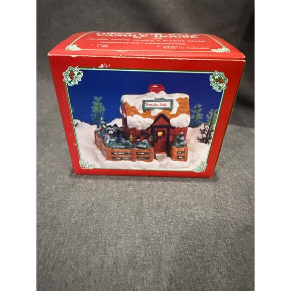 Trees For Sale Ceramic Candle Holder House W/ Votive Candle & Plastic Beads Hand - Picture 1 of 8